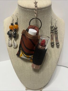 Gift Set Double lipstick lip balm holder purse charm key chain.